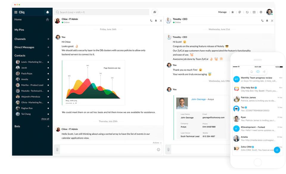 screenshot of Zoho Cliq